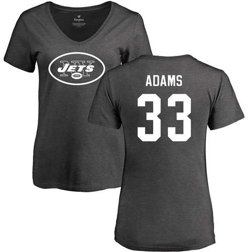 New York Jets Ash Women Jamal Adams One Color NFL Football #33 T Shirt->women nfl jersey->Women Jersey